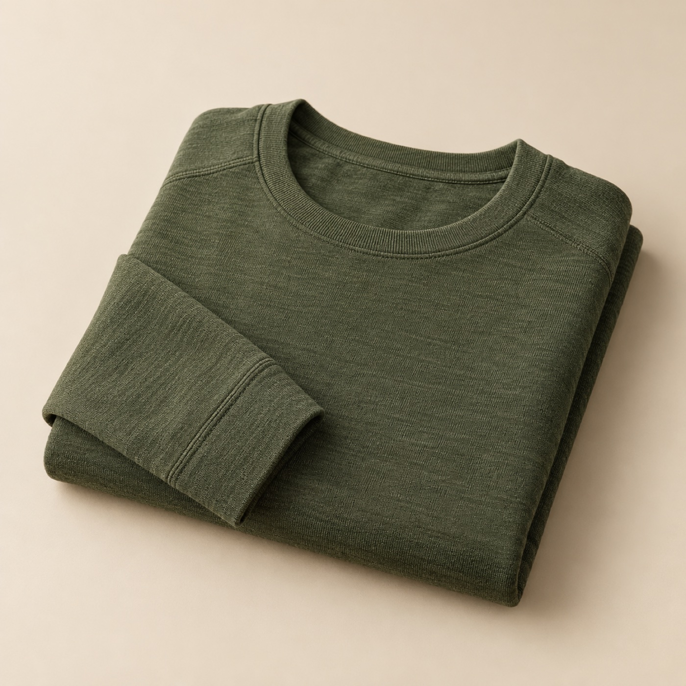 Merino long-sleeve base layer in moss green