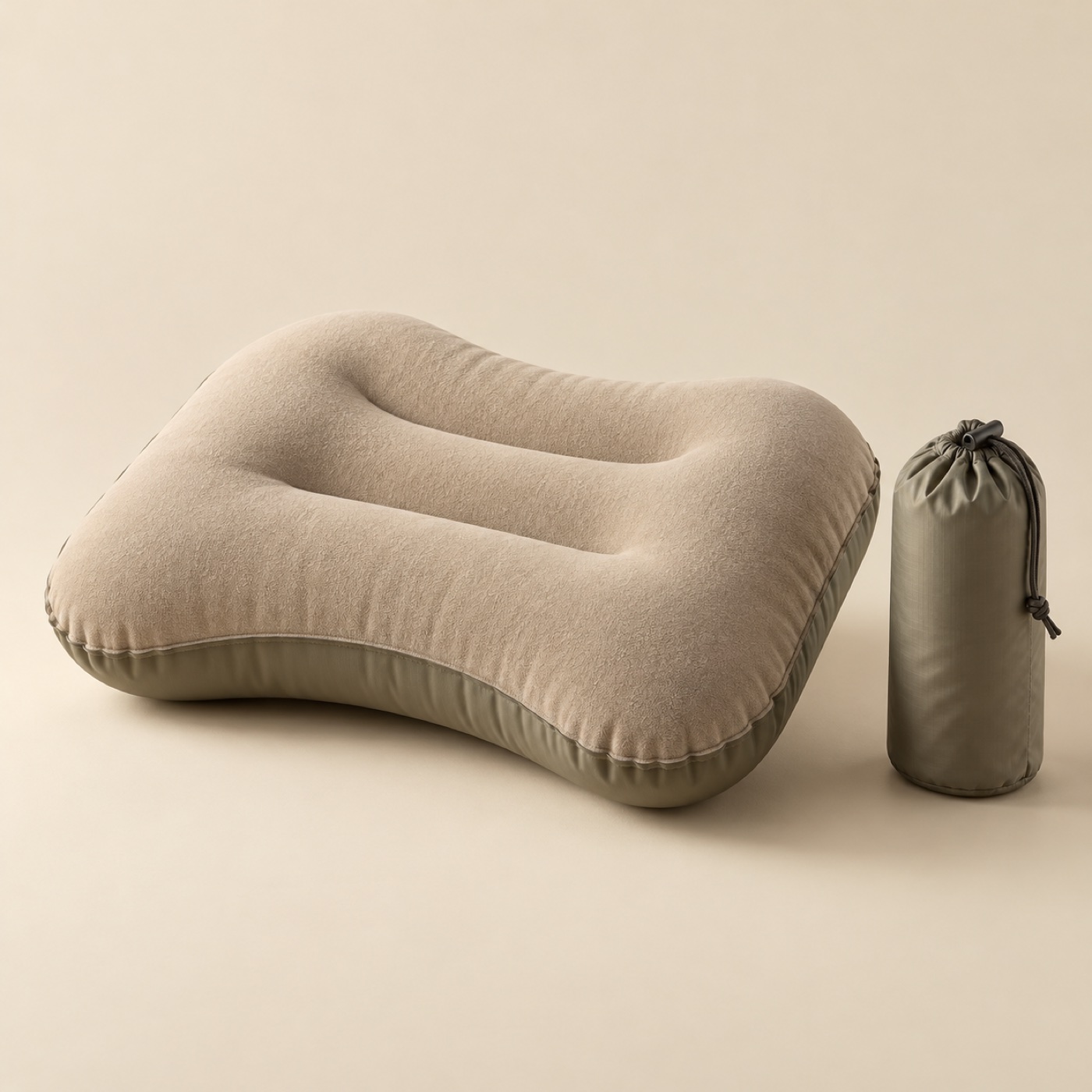 Pine inflatable camping pillow in sand